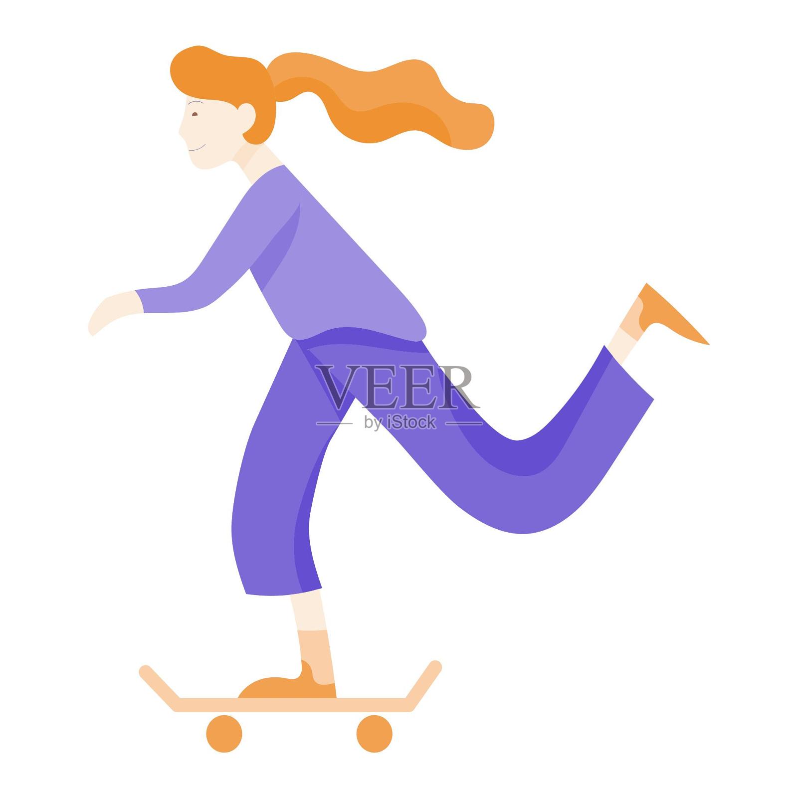 游戏玩滑板滑板运动设计元素图片