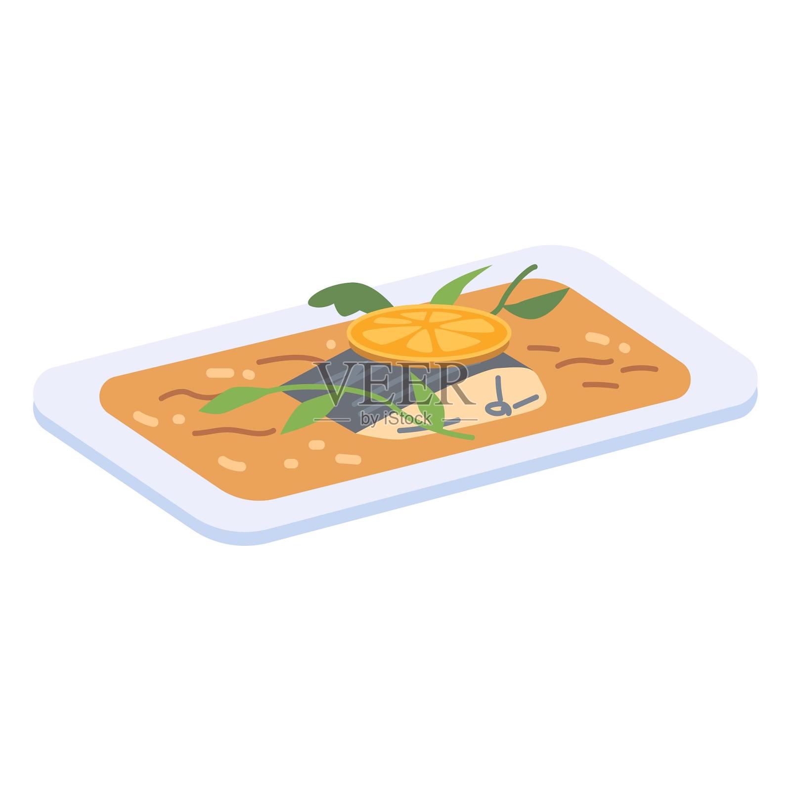 食物鱼柠檬鱼盘子菜卡通设计元素图片