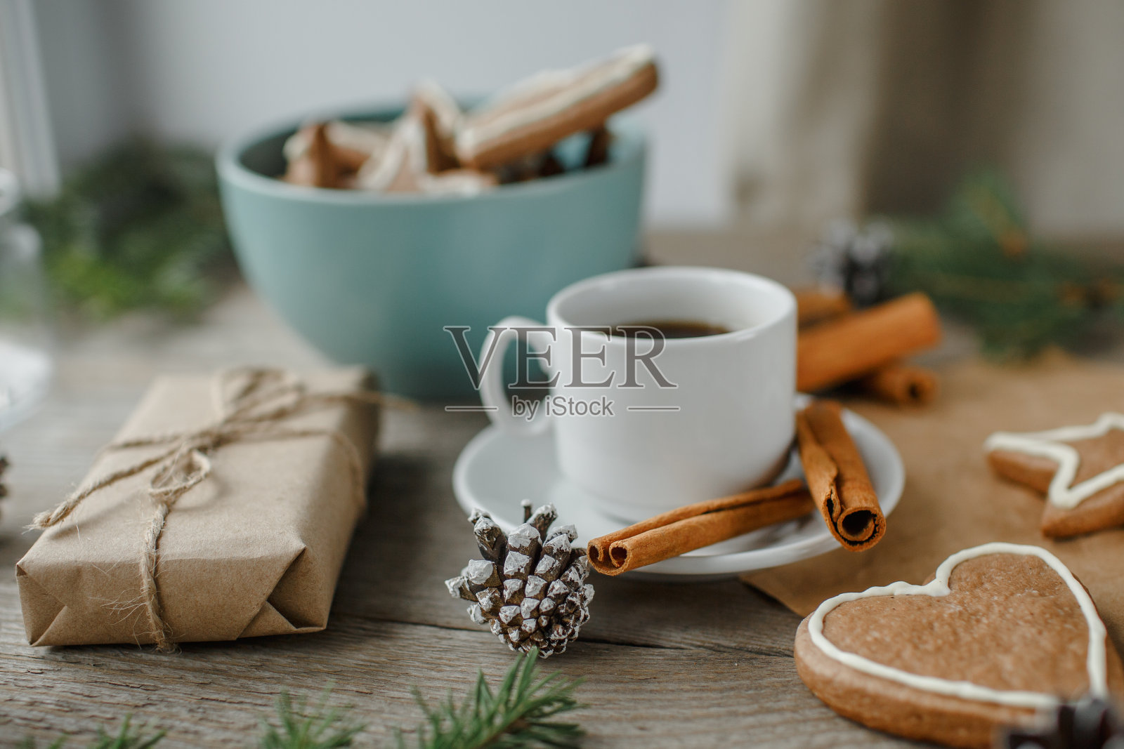 圣诞糖果，顶视图，新年背景照片摄影图片