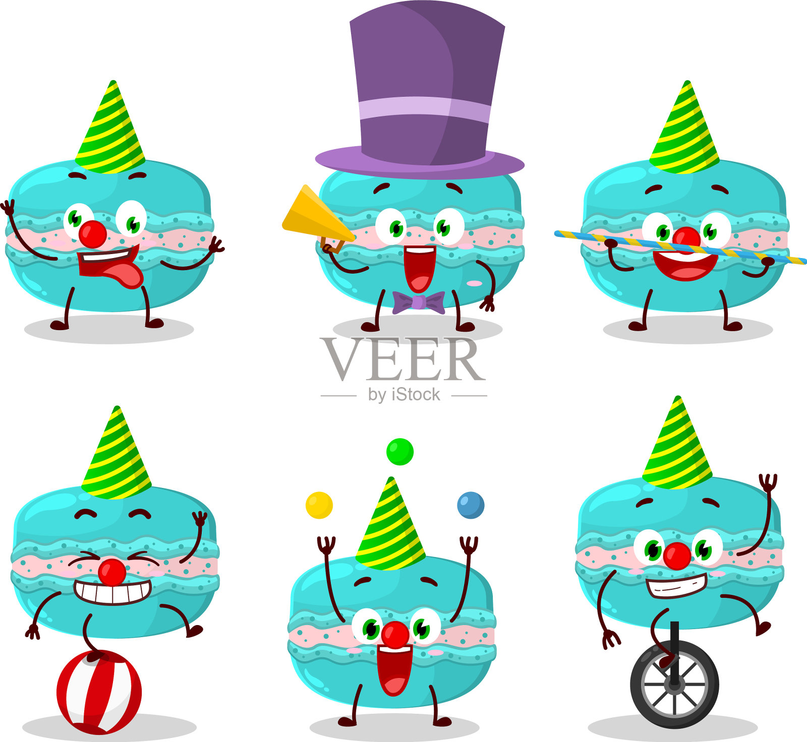 卡通人物蓝莓马卡龙插画图片素材