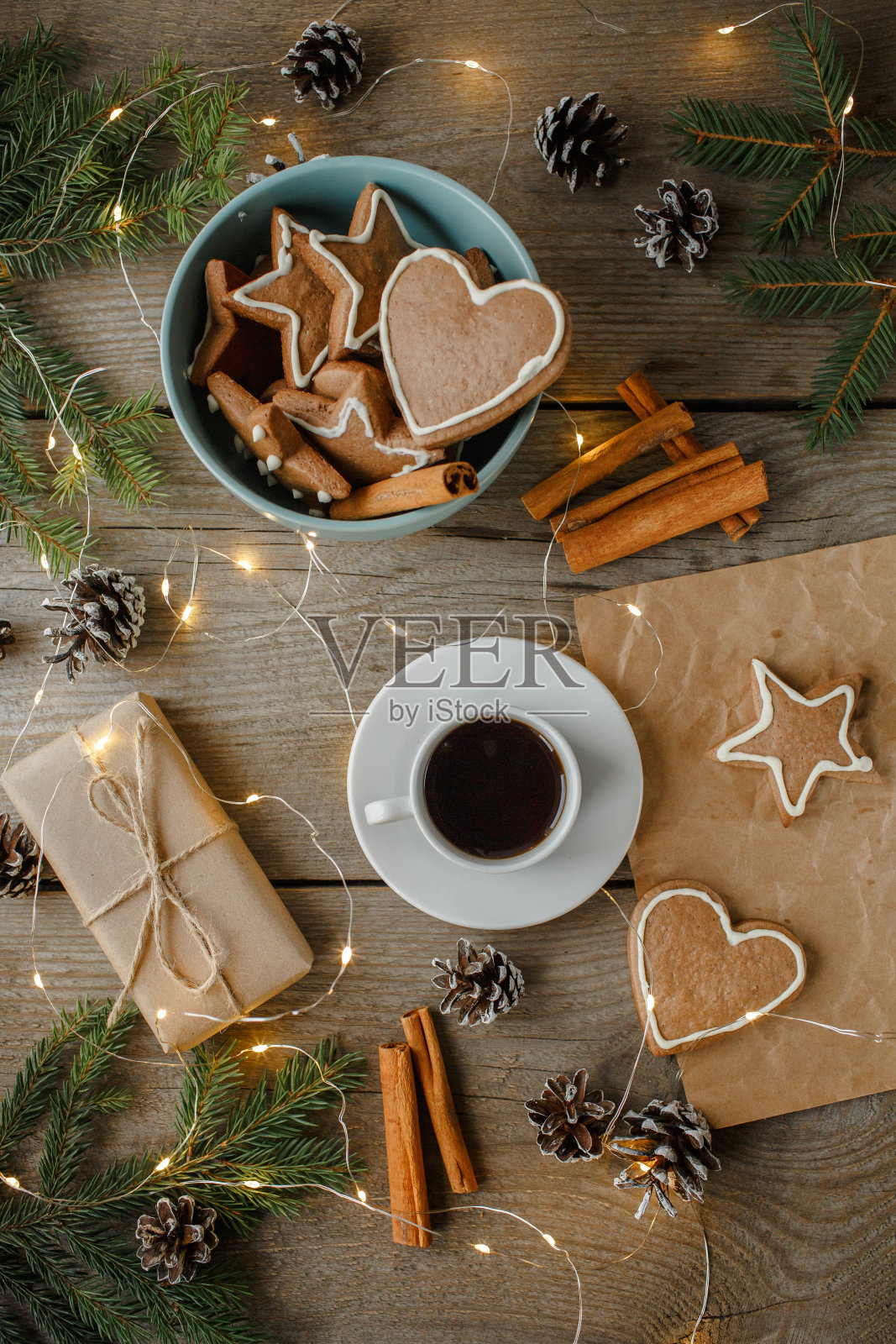 圣诞糖果，顶视图，新年背景照片摄影图片