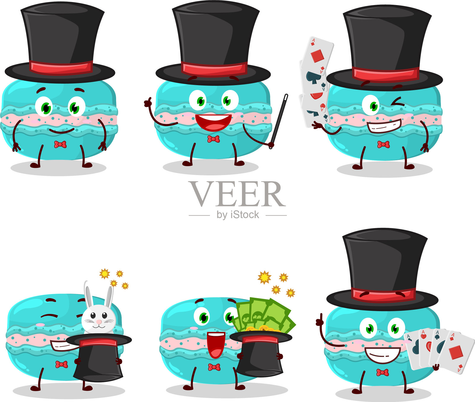 蓝莓马卡龙魔术师卡通人物插画图片素材