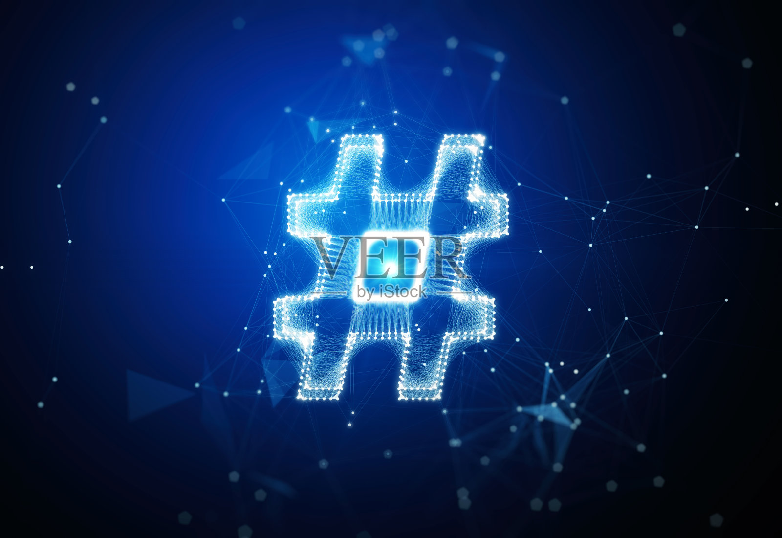 蓝色技术背景上的数字标签符号照片摄影图片