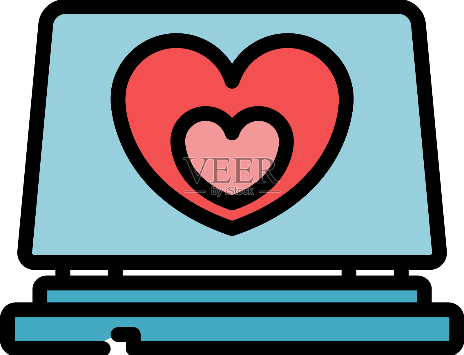 爱心笔记本图标颜色轮廓插画图片素材