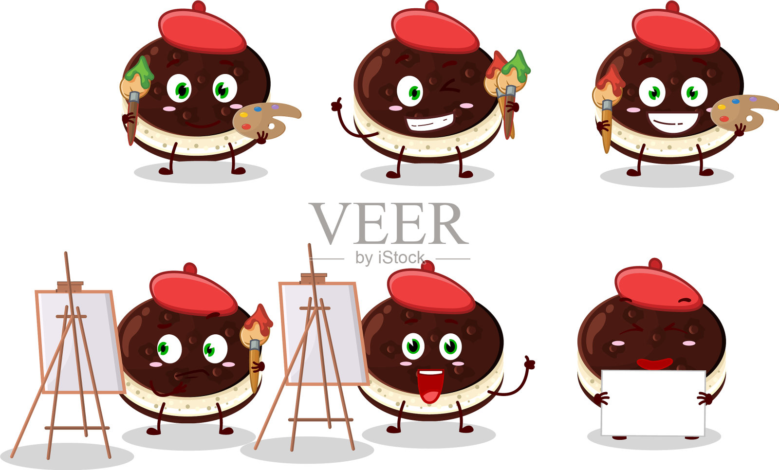 巧克力铜锣烧卡通艺术家插画图片素材