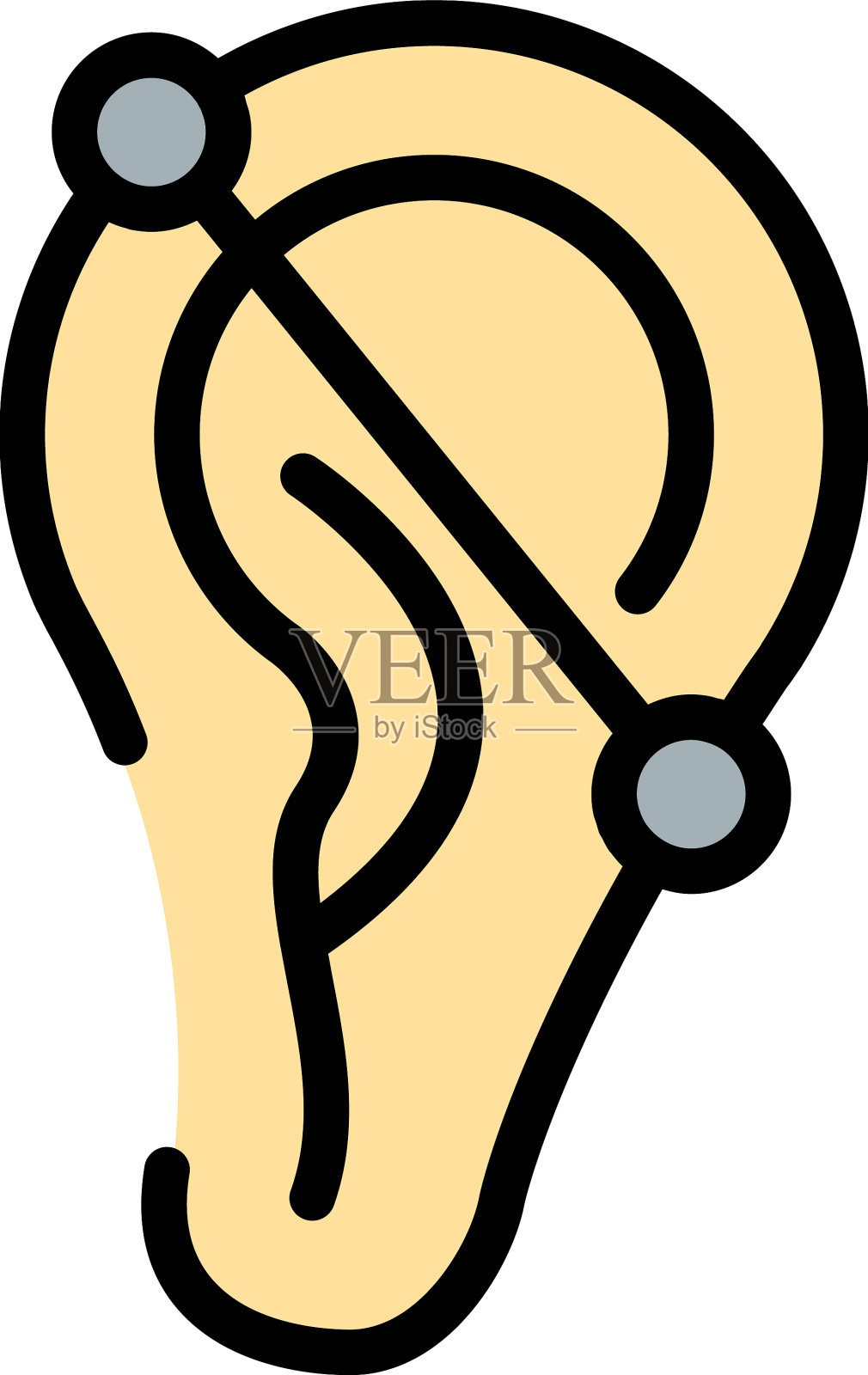 线耳穿孔图标颜色轮廓插画图片素材