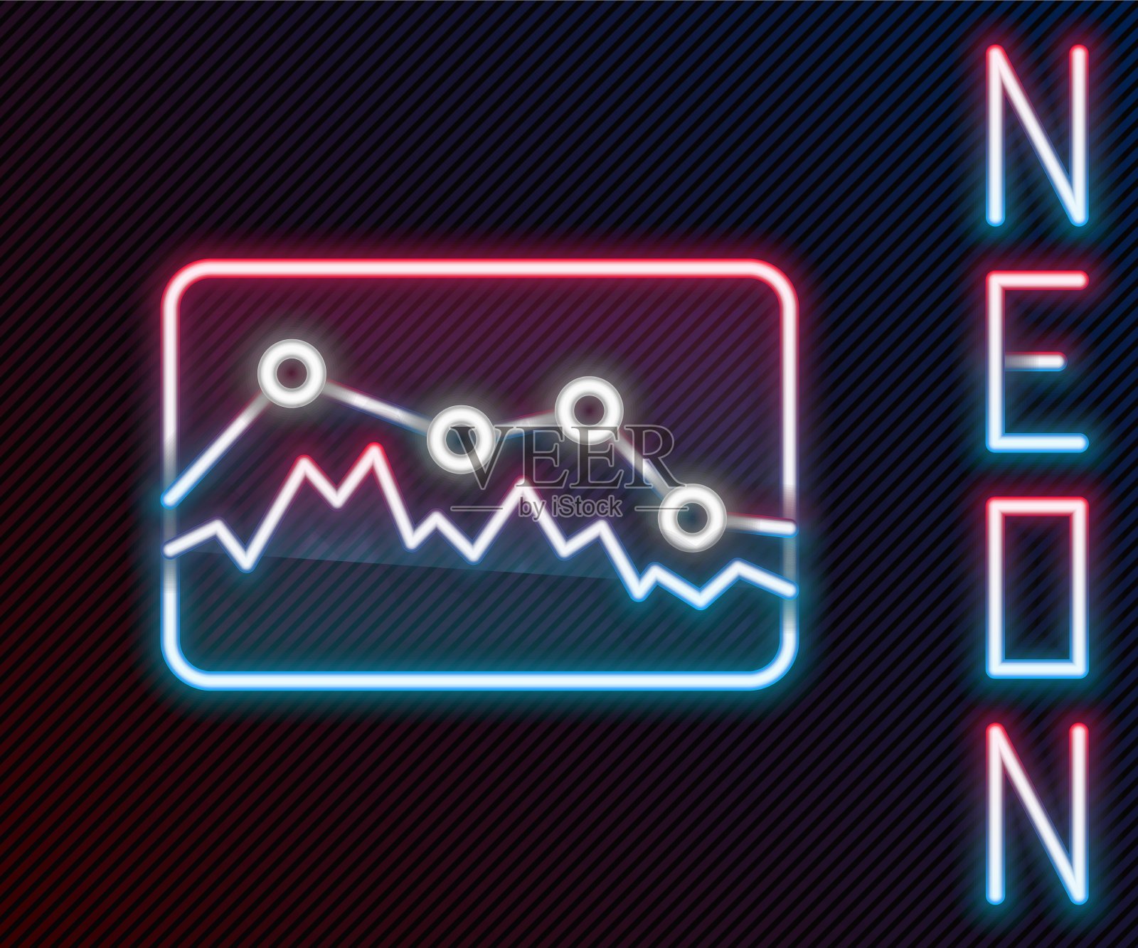 发光的霓虹灯线音乐波均衡器图标插画图片素材