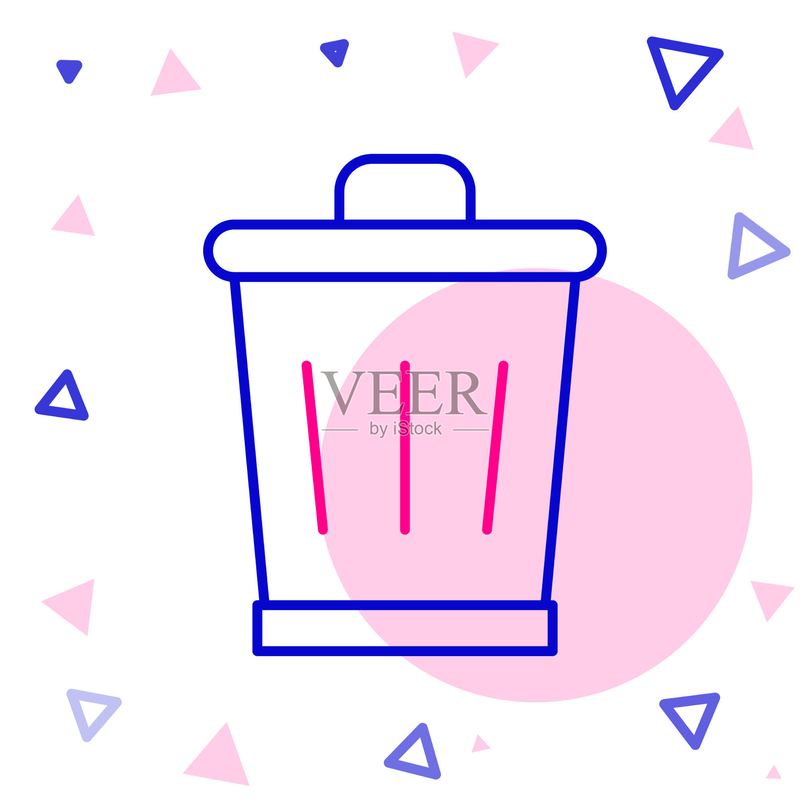 线垃圾桶图标孤立在白色背景插画图片素材