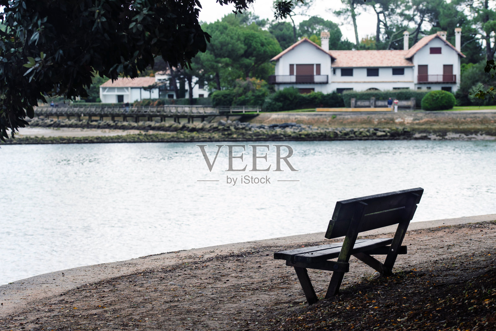 霍斯格尔湖上的长凳照片摄影图片