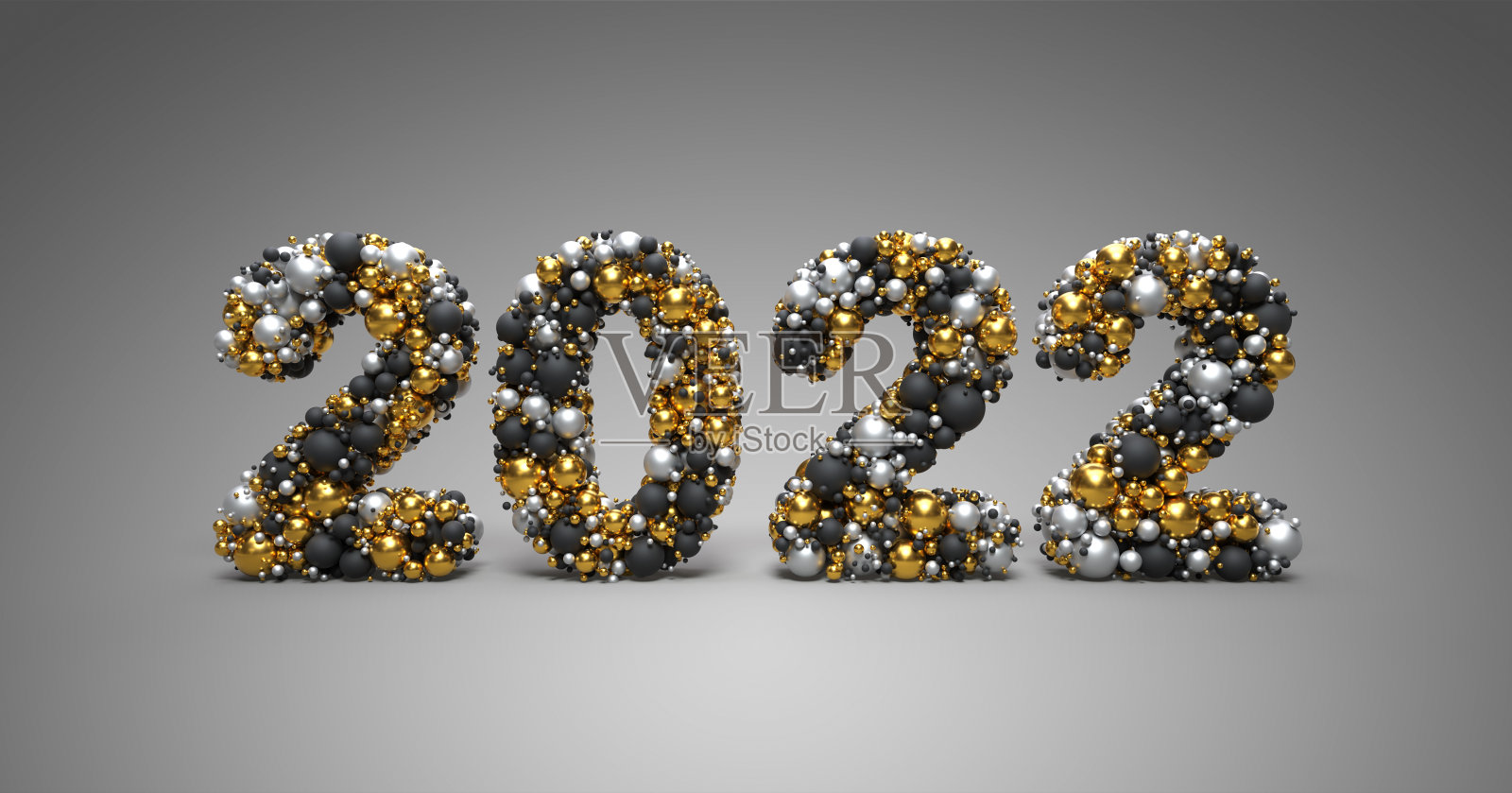 2022年贺卡，数字由球体制成照片摄影图片