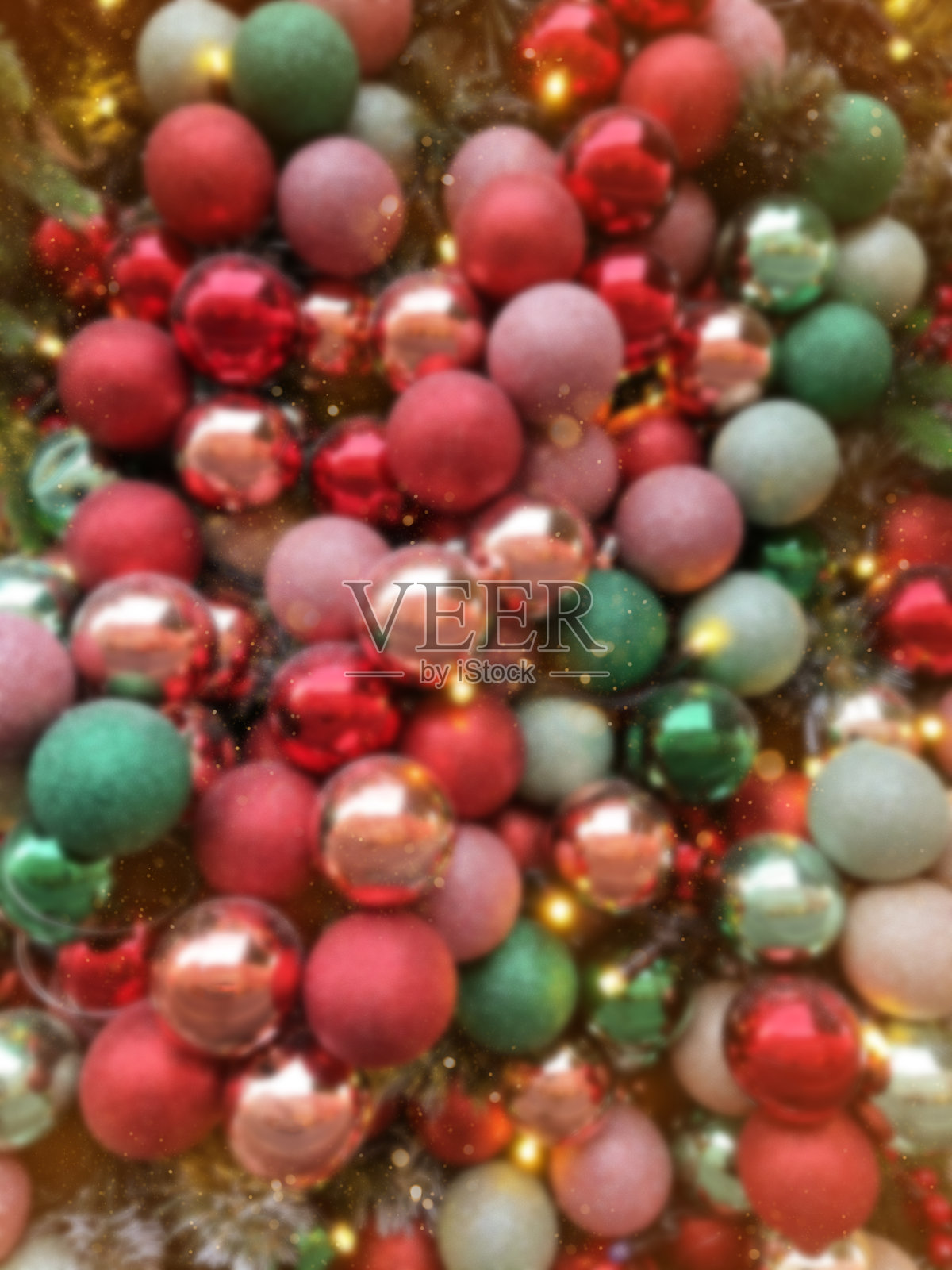 抽象模糊的圣诞装饰背景照片摄影图片