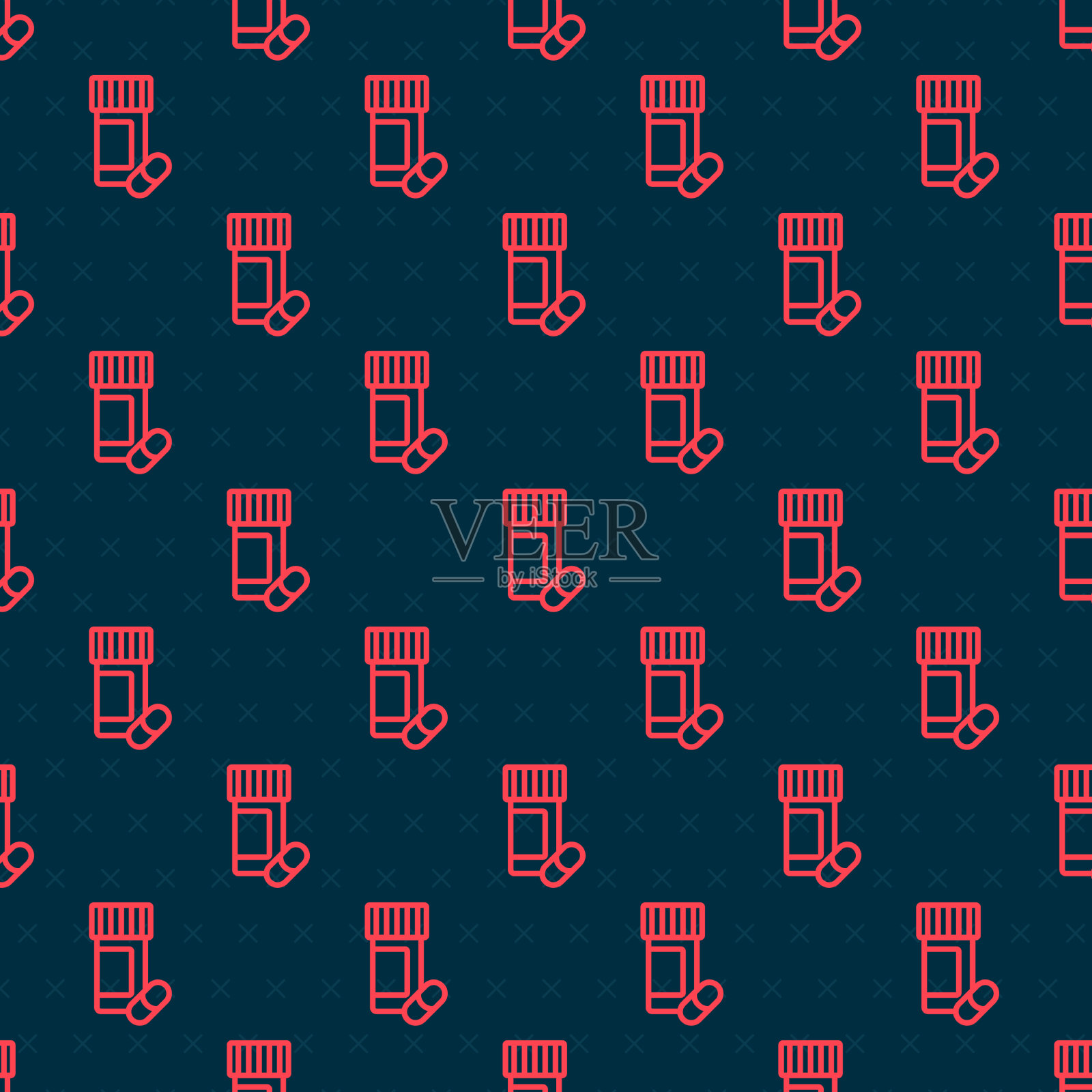 红线药瓶和药片图标隔离插画图片素材