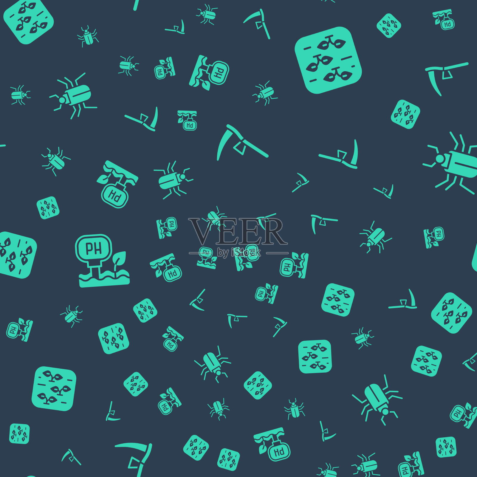 设镰刀植物测土壤ph和蝇虫图标素材