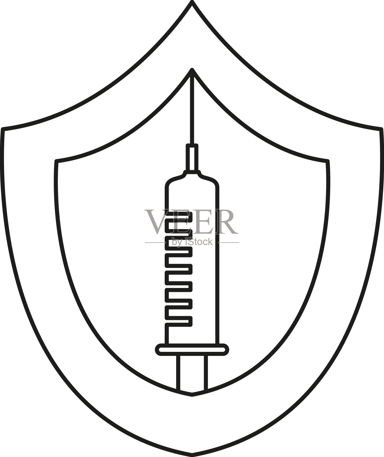 疫苗接种盾牌图标设计元素图片