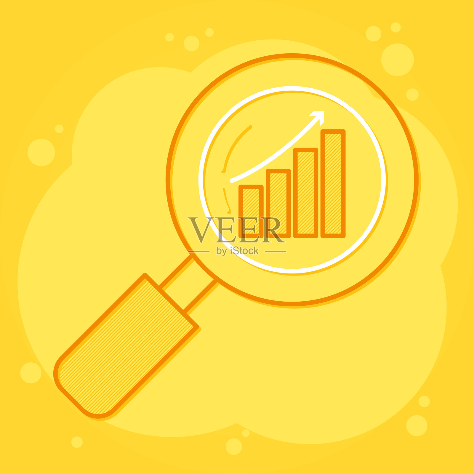 带图表的放大镜插画图片素材