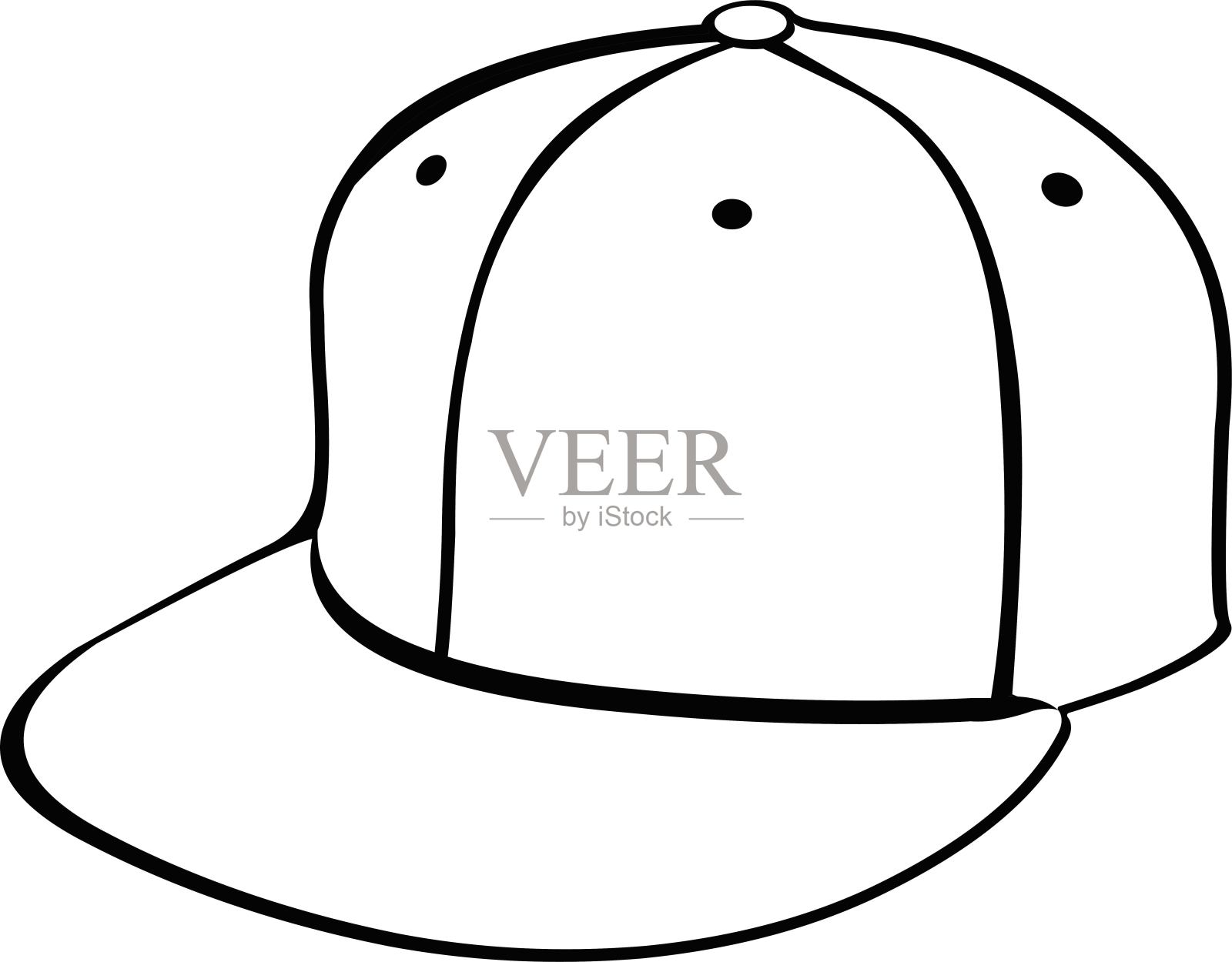 矢量插图的帽子绘制在黑色和白色设计元素图片