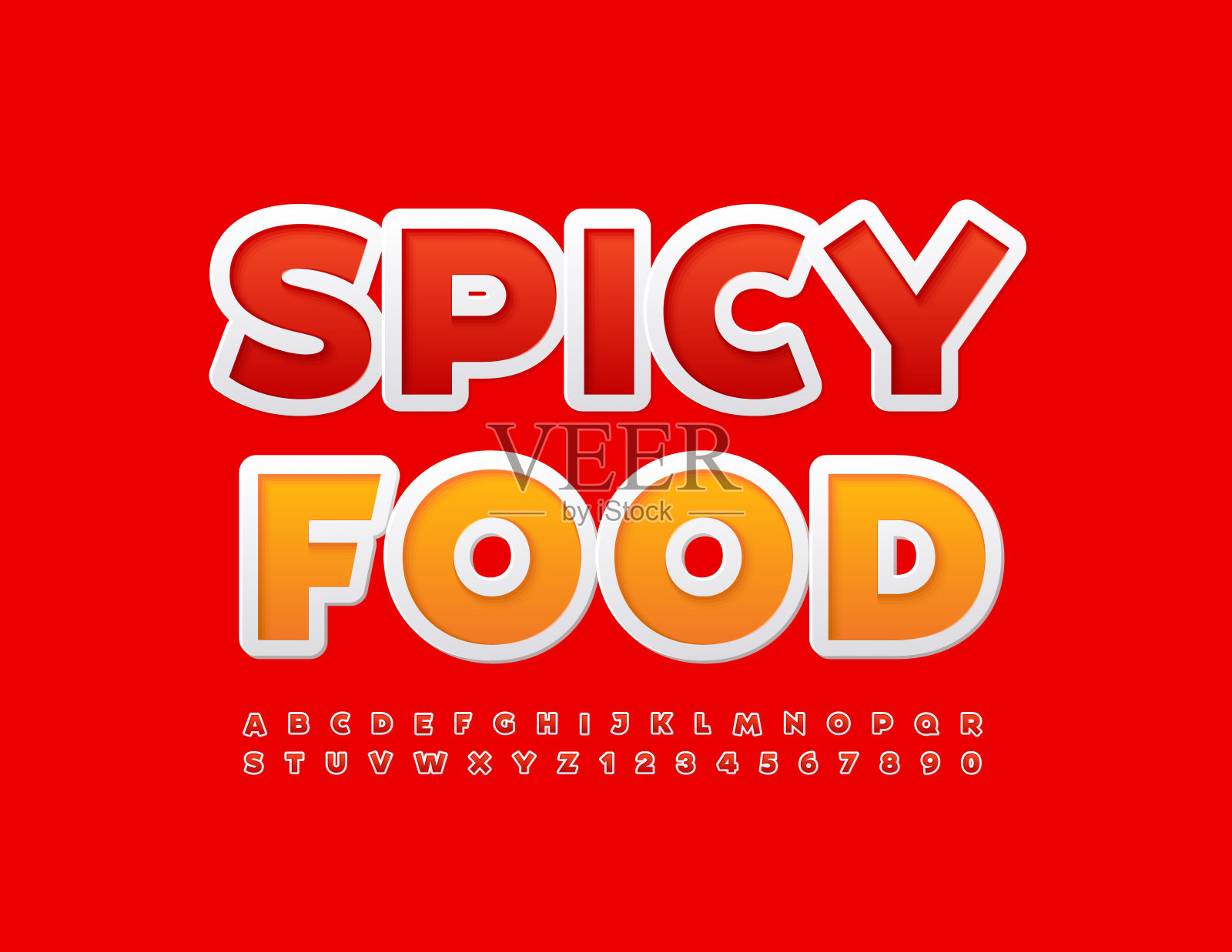 向量明亮的标志香料食品与时尚的字母和数字集设计元素图片