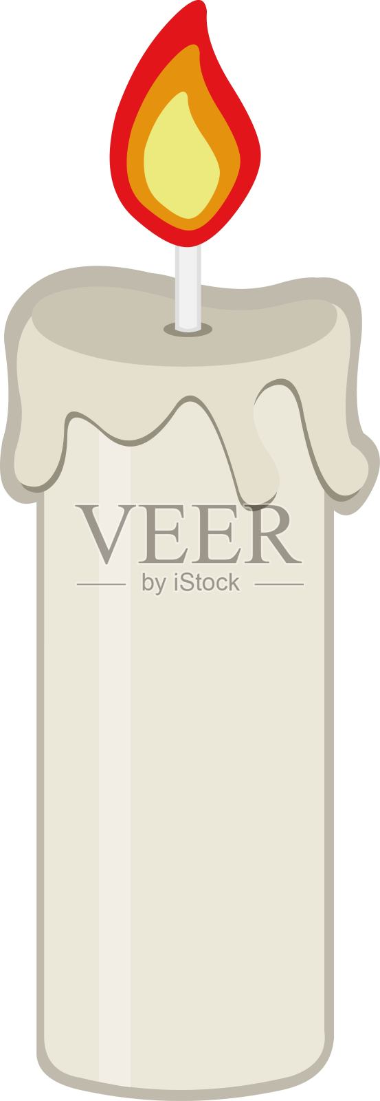 矢量插图与燃烧的火焰蜡烛插画图片素材