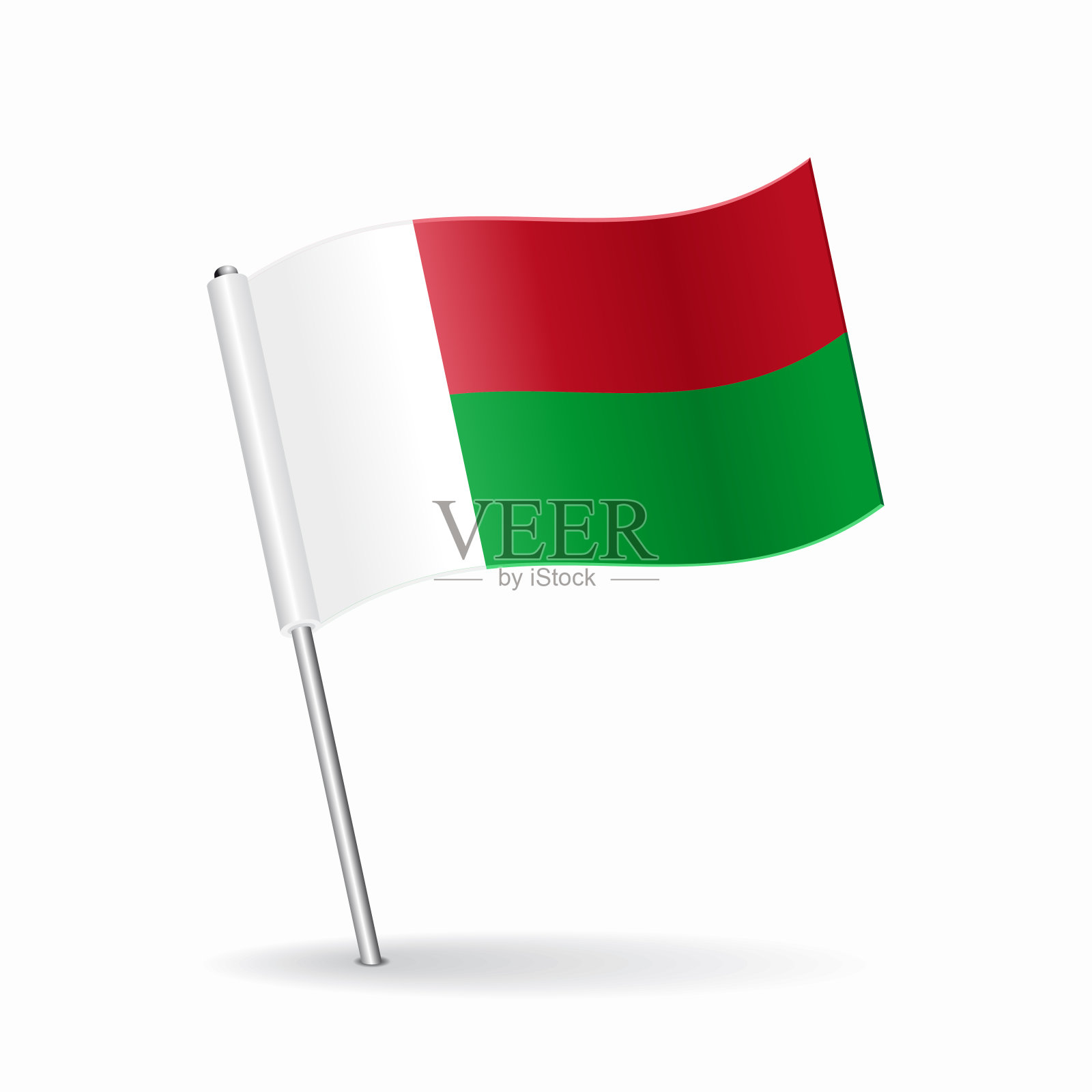 马达加斯加旗地图指针布局。矢量插图。插画图片素材