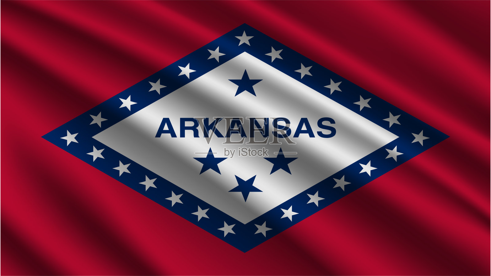 阿肯色州-国旗的阿肯色州-阿肯色州旗高细节-国旗阿肯色州波浪图案可环元素-织物纹理和无尽的循环-阿肯色州可环旗-美国州旗-挥舞的旗帜插画图片素材