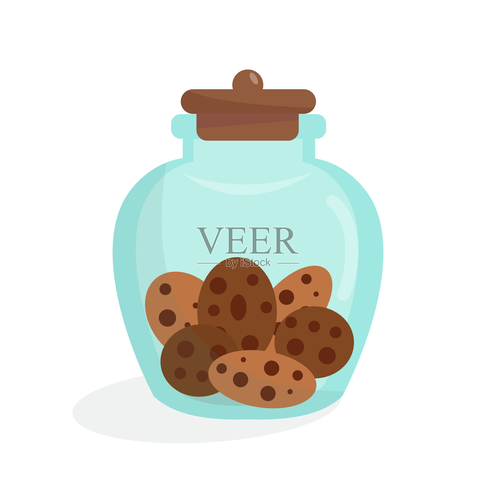 装满巧克力饼干的玻璃瓶插画图片素材