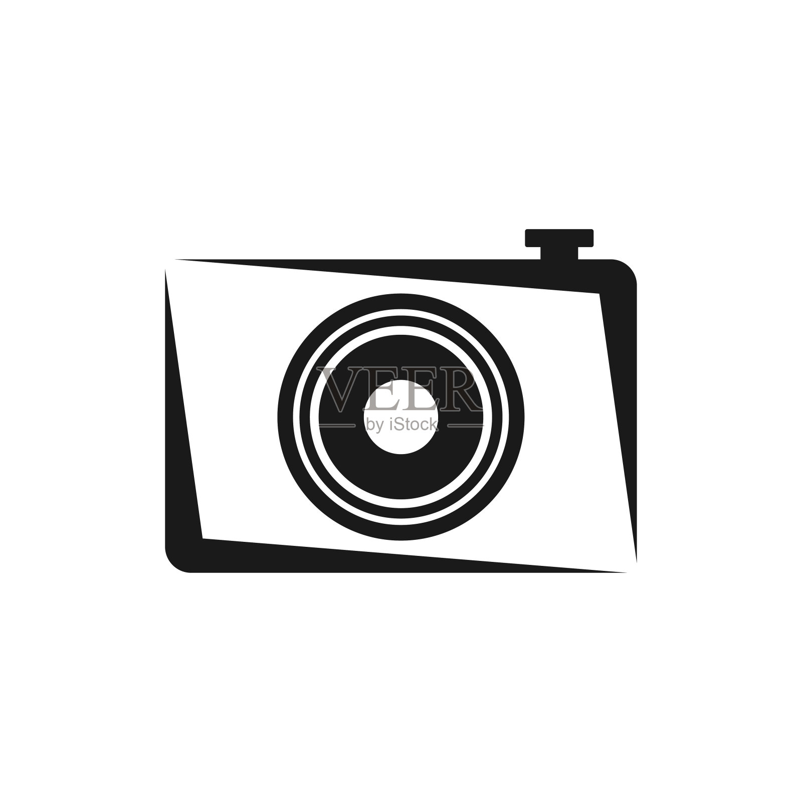 相机图标。黑色的轮廓。矢量图。前视图。白色背景上的孤立物体。隔离。图标素材