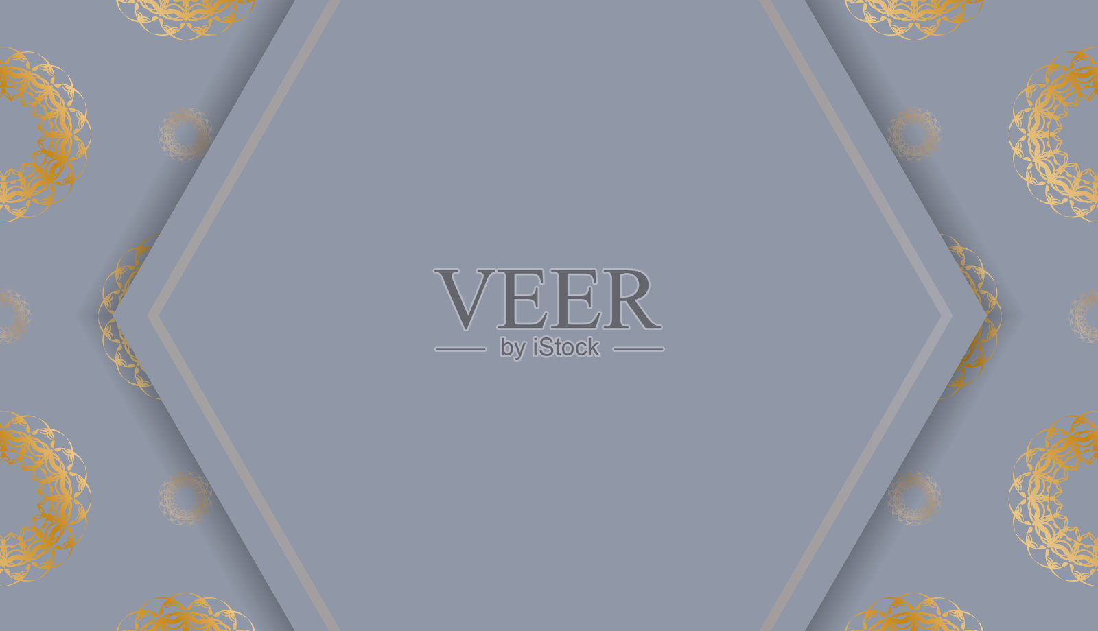 带有印度金饰的灰色横幅，放在你的文本下面。罪犯偷金币。抢劫和金融安全概念。平的风格,向量。插画图片素材