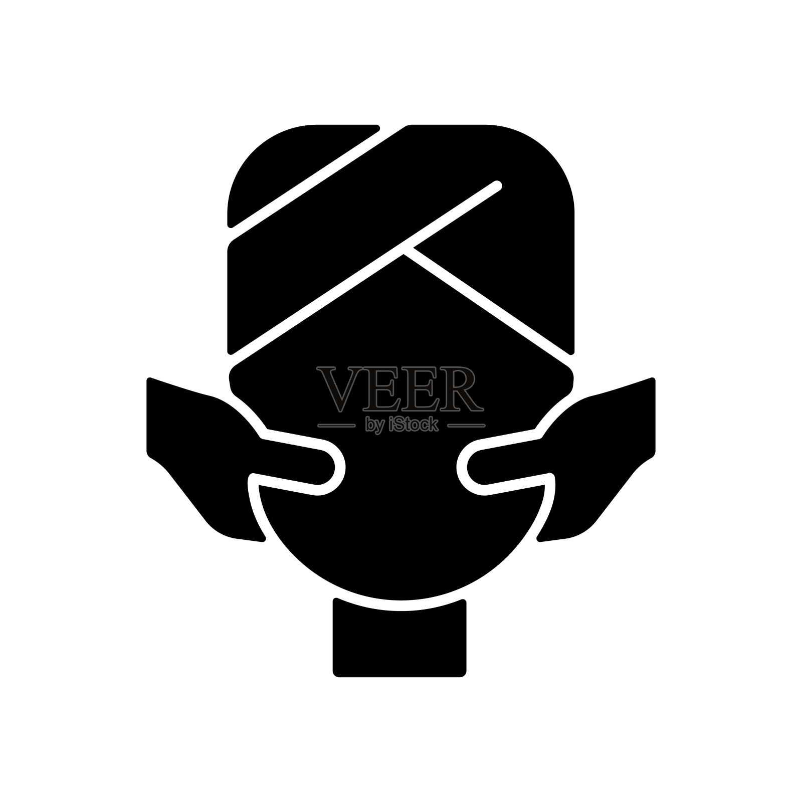 面部按摩黑色字形图标插画图片素材