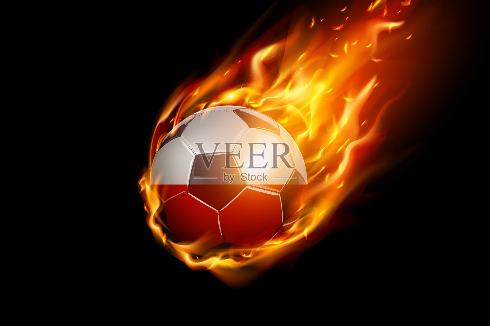 波兰国旗与火足球现实设计设计元素图片
