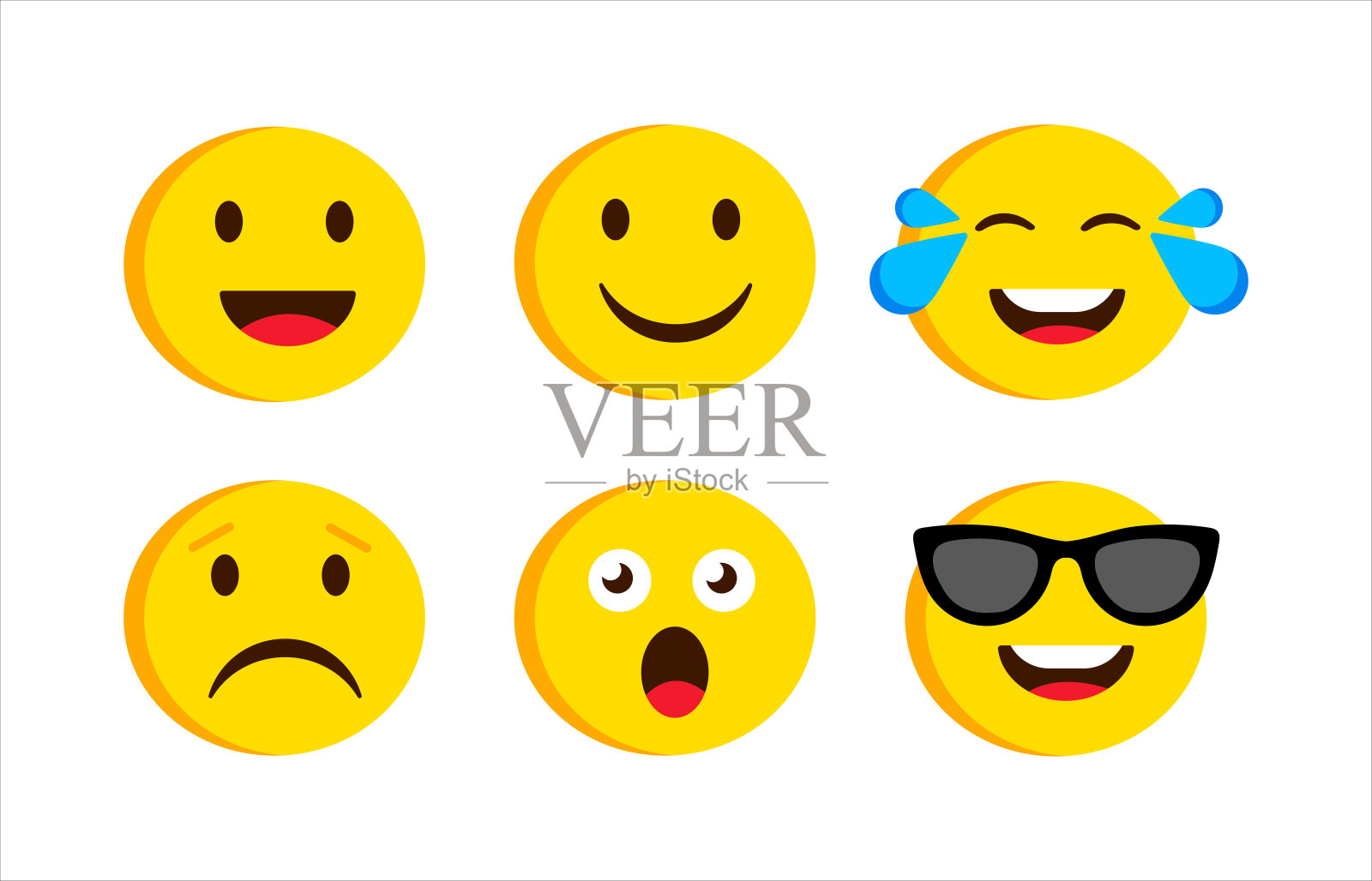 表情设置搞笑和悲伤表情卡通表情符号聊天对象矢量图标设置矢量图标素材