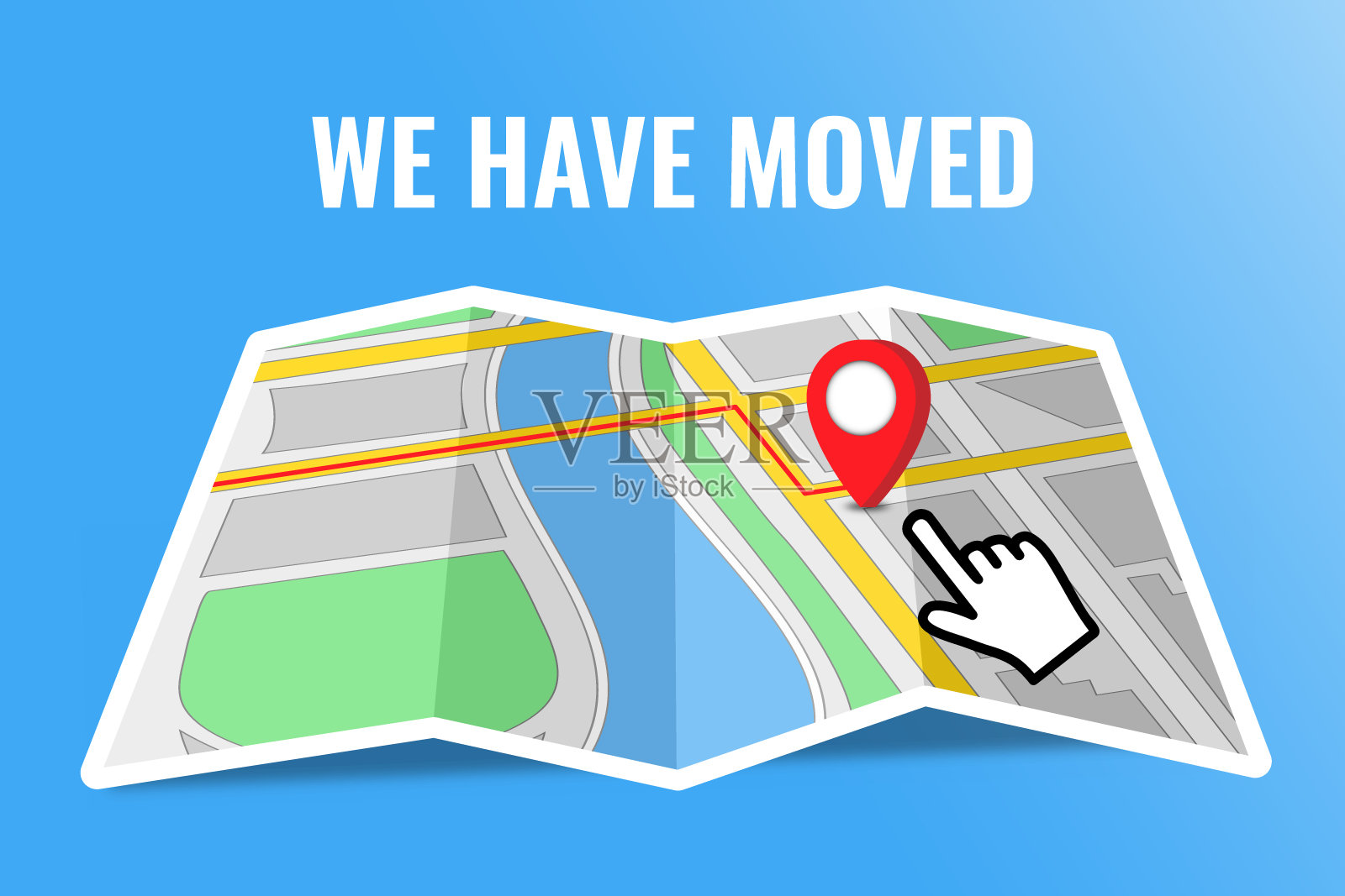 我们已经移动了新的位置图标，地址改变了导航矢量插图eps 10插画图片素材