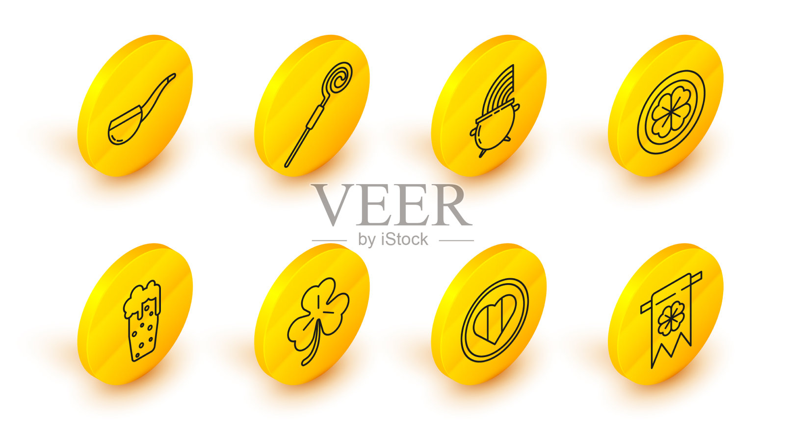 设线四叶三叶草图标素材