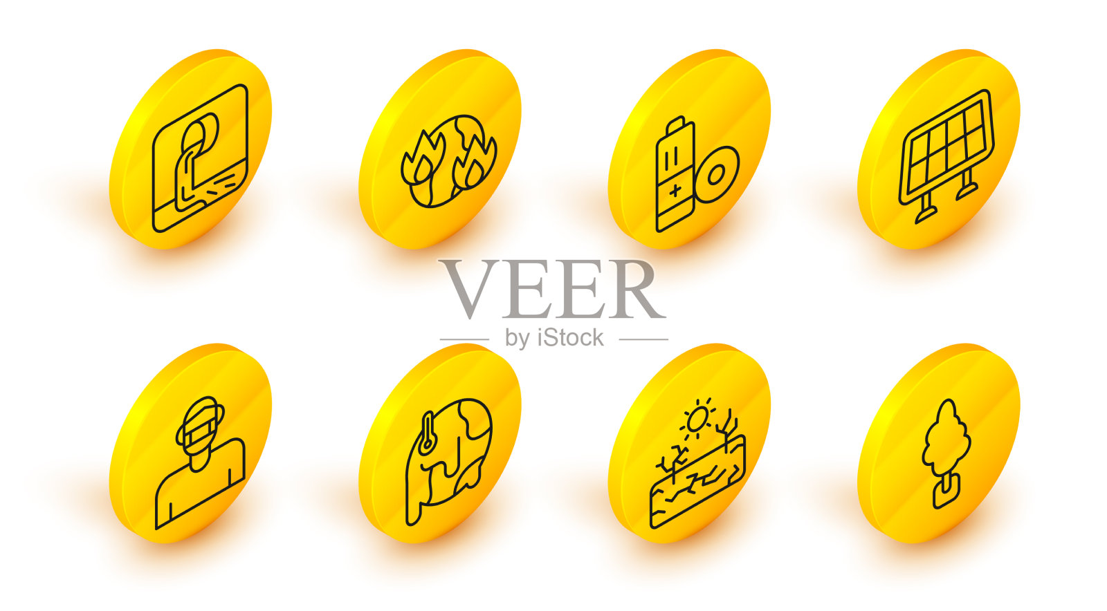 设线树干旱，面对全球变暖图标素材