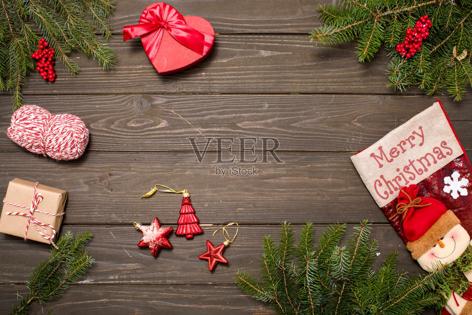 新年圣诞概念上的背景木板。平躺照片摄影图片