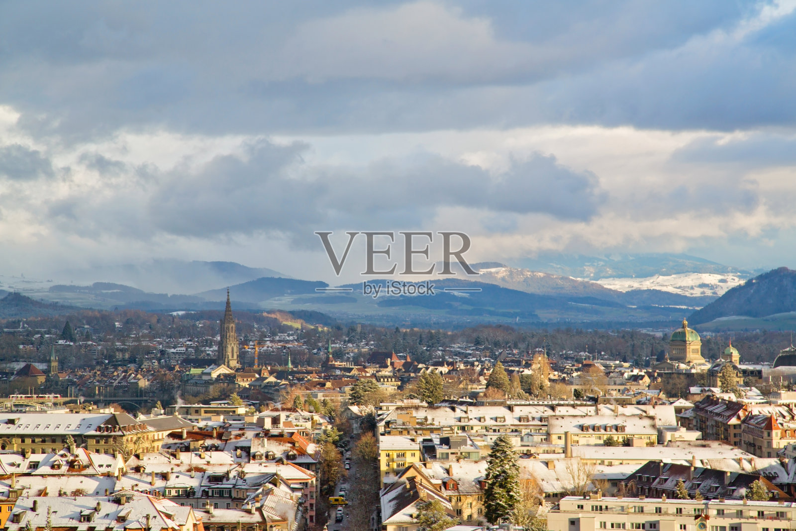 瑞士伯尔尼古城的冬季景观照片摄影图片