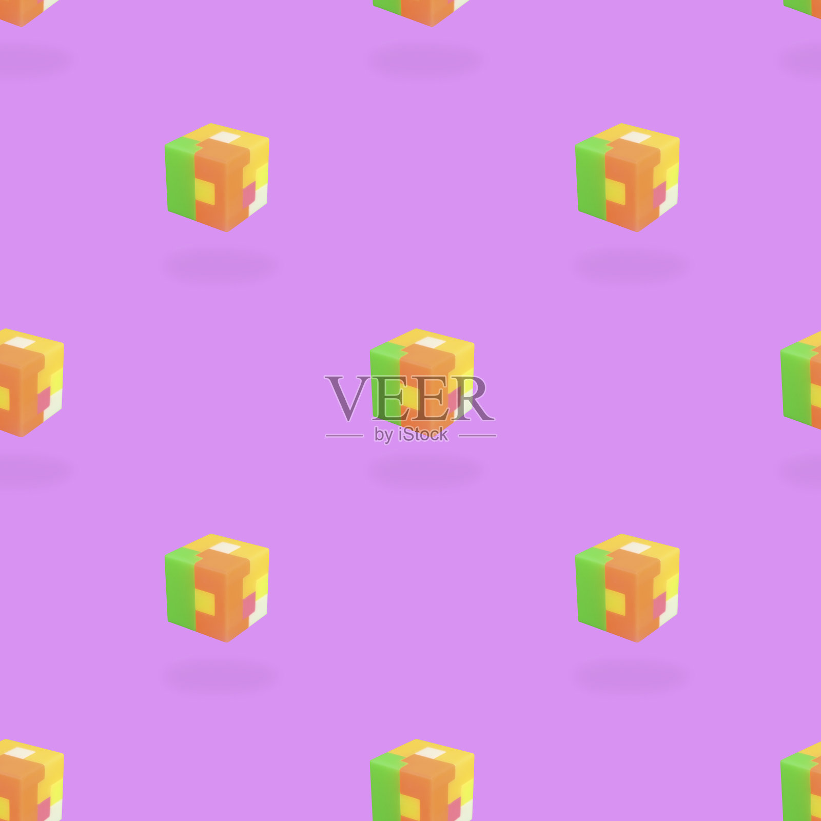 方块拼图彩虹颜色在粉红色的背景。照片摄影图片