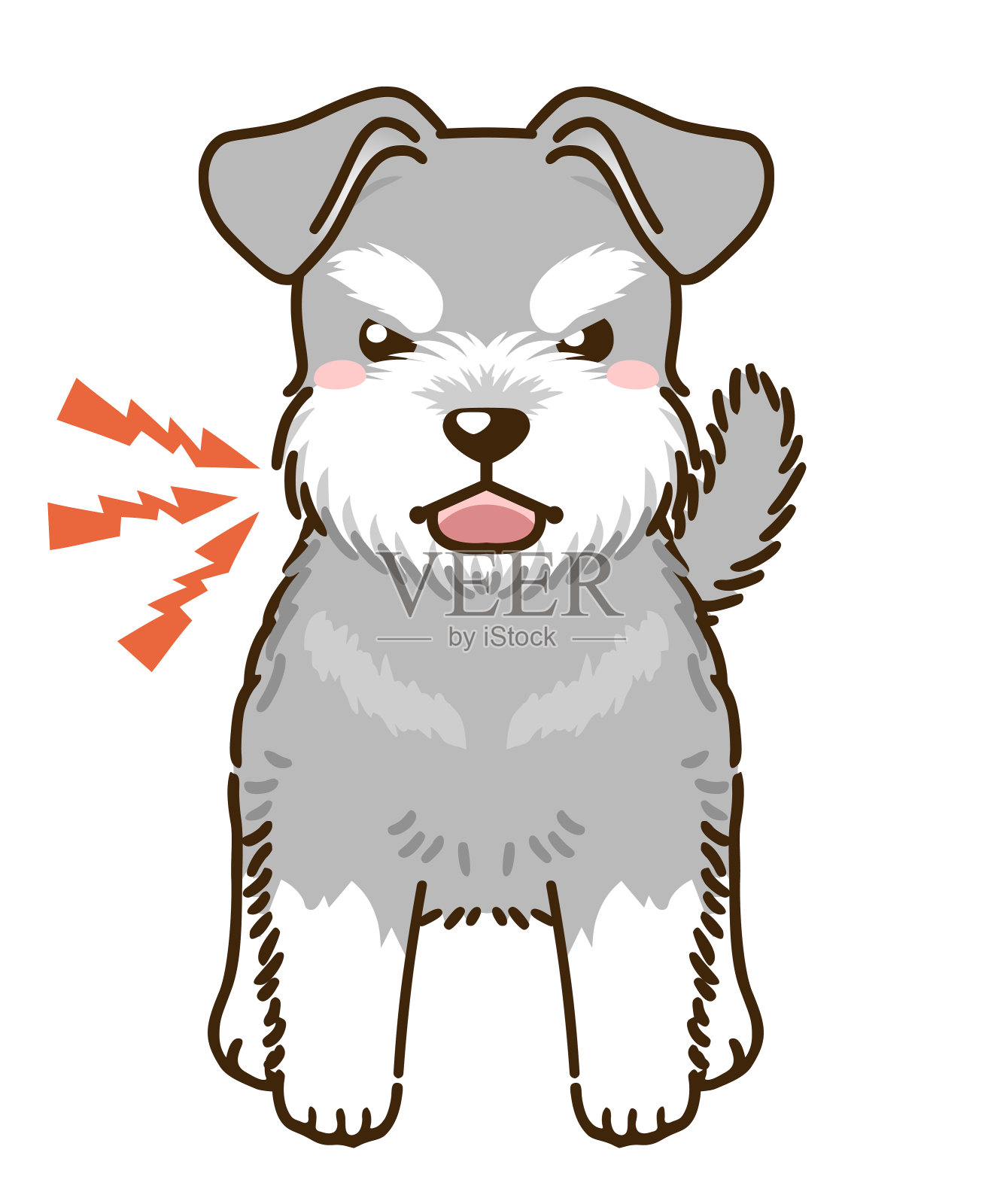 凶猛的雪纳瑞犬(盐和胡椒)插画图片素材