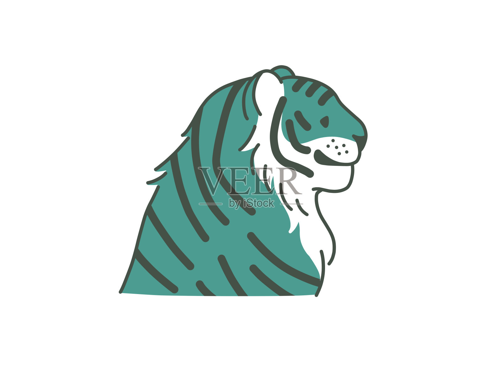 横着老虎插画图片素材