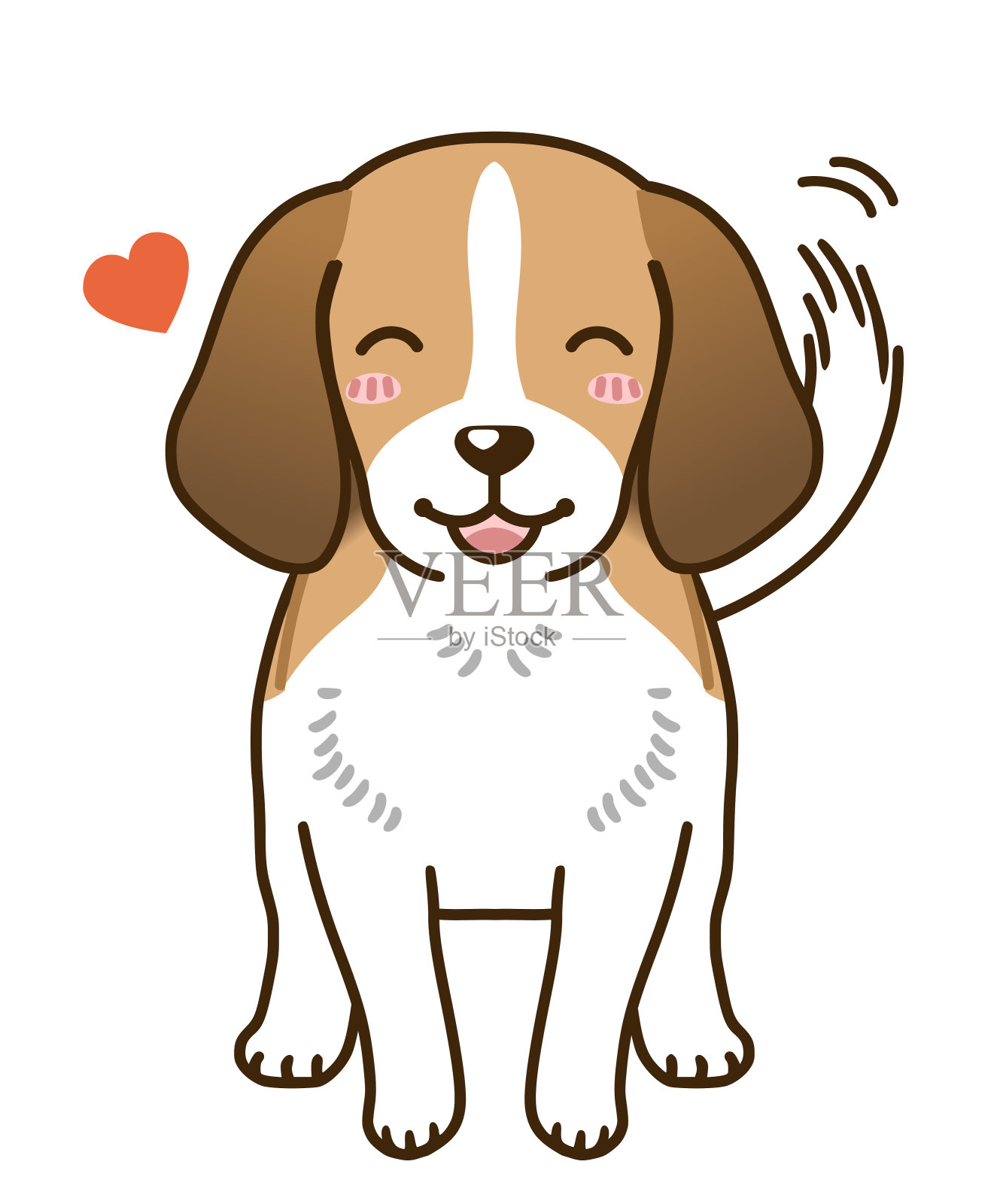 有利的小猎犬(猎犬颜色)插画图片素材