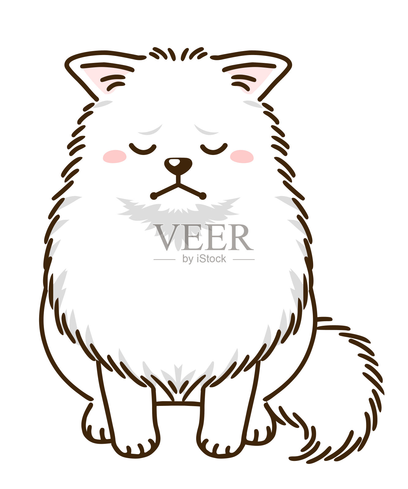 悲伤的博美犬(白色皮毛)插画图片素材