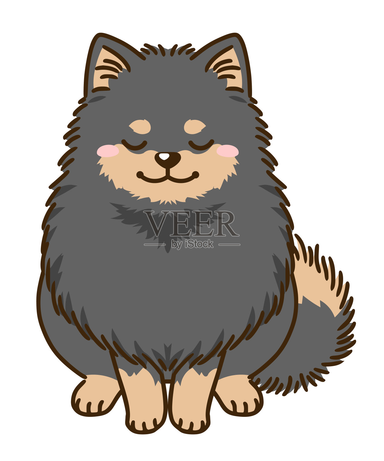 博美犬的问候(黑色和棕色)设计元素图片