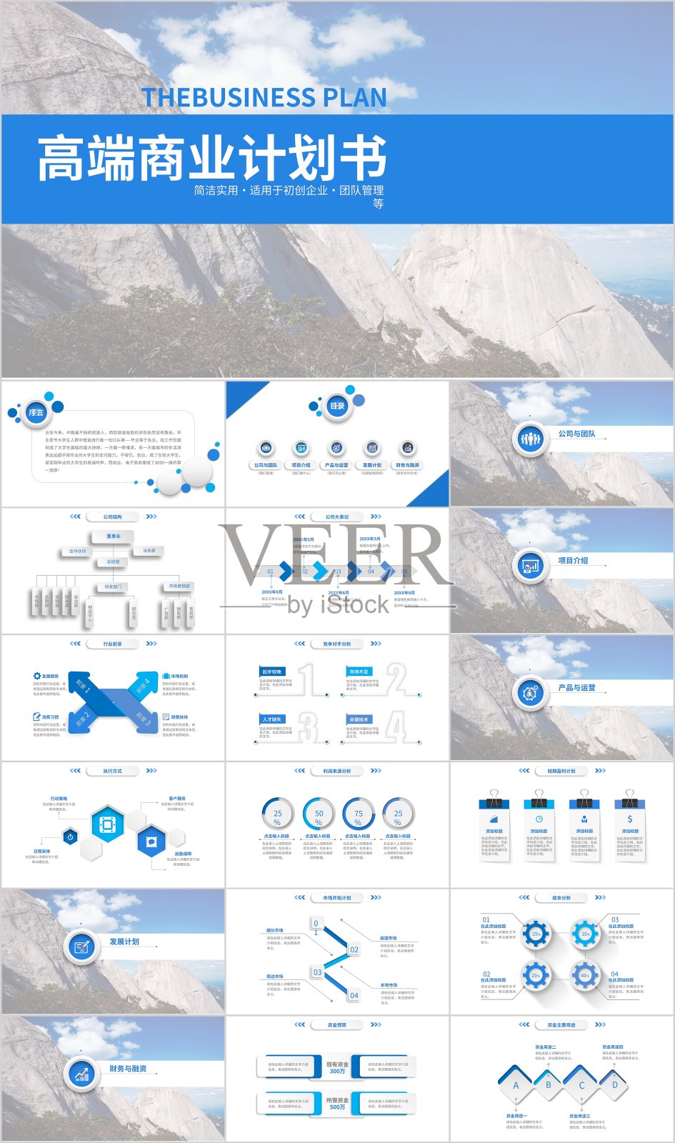 蓝色商务风高端商业计划PPT模板设计模板素材