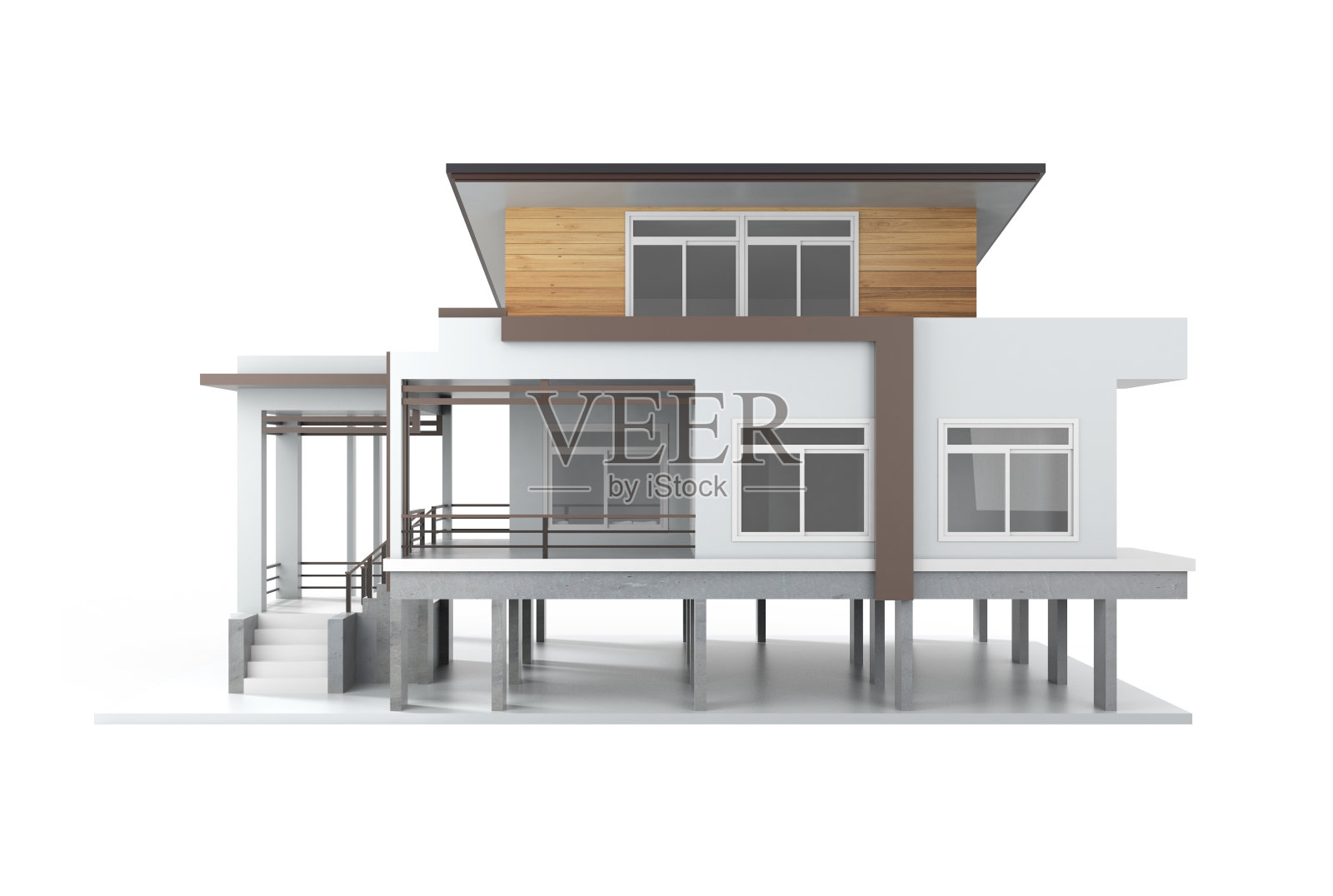 3d渲染的房子孤立在一个白色。照片摄影图片