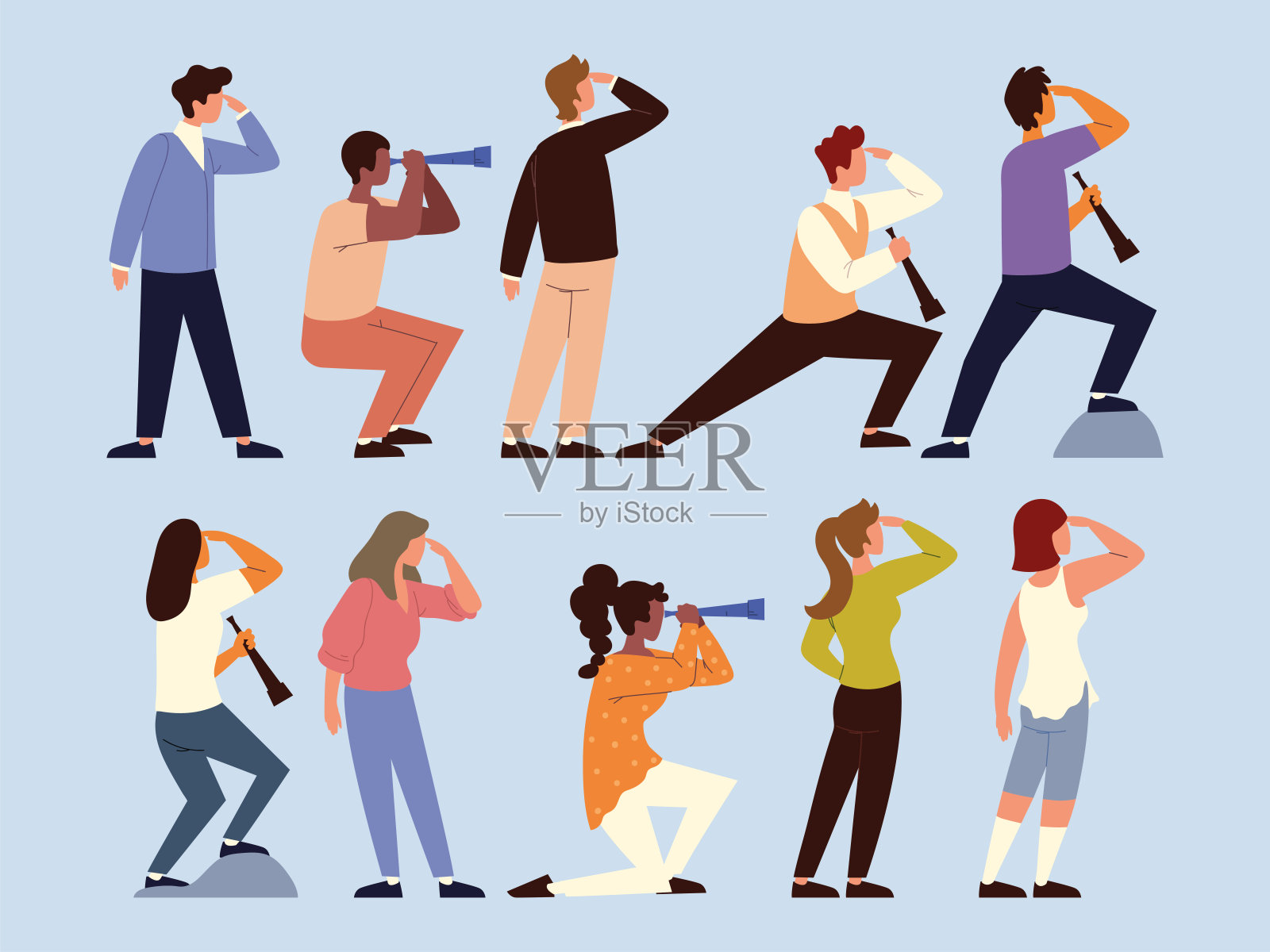 人们设想未来插画图片素材