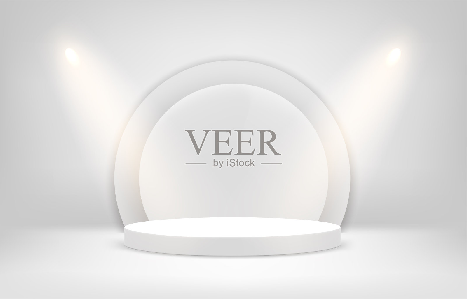 明亮的白色室内场景与底楼和空明亮的舞台插画图片素材