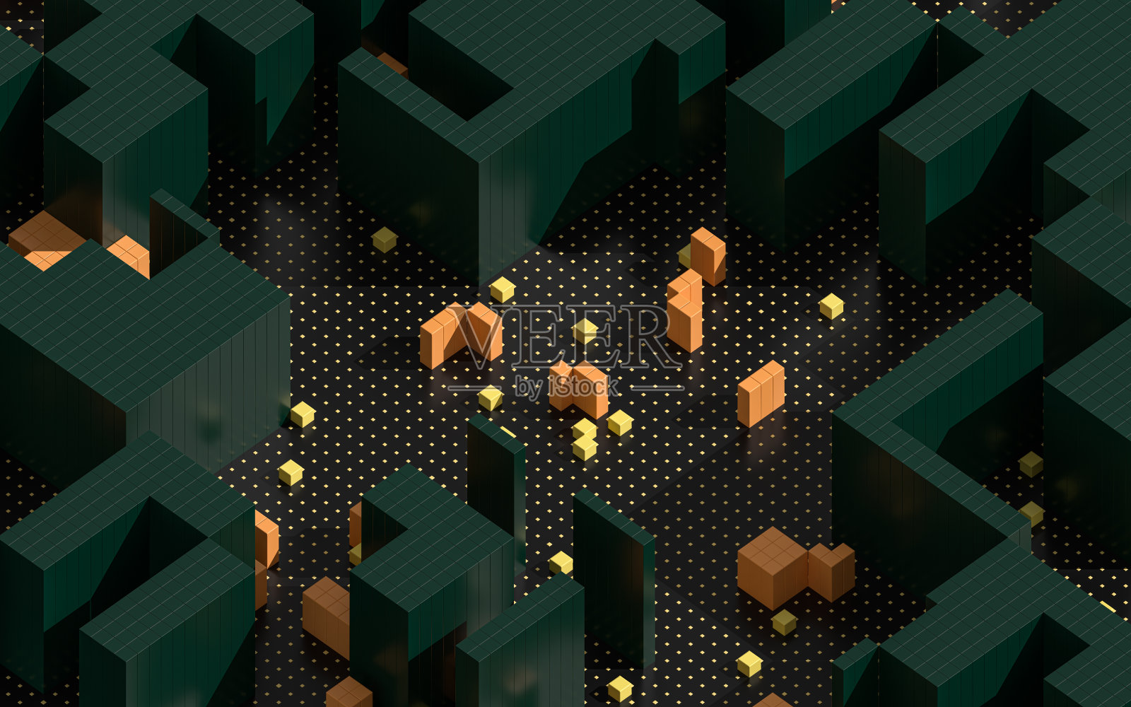 立方体和抽象几何，三维渲染。照片摄影图片