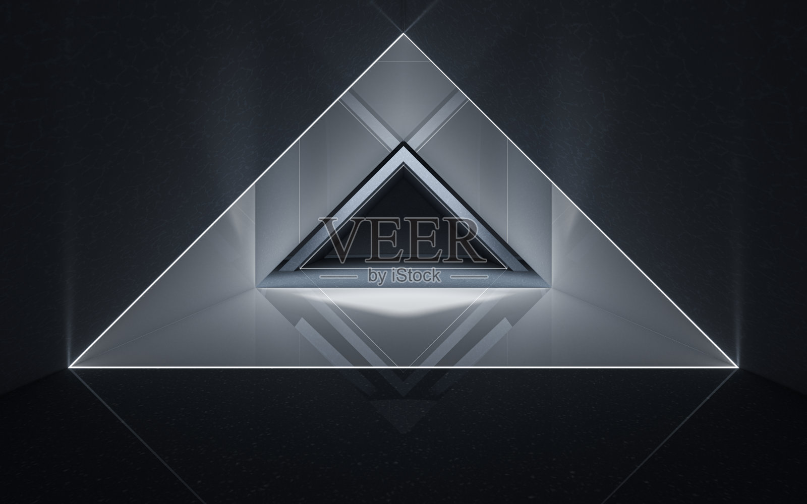 三角形隧道，抽象概念，三维渲染。照片摄影图片