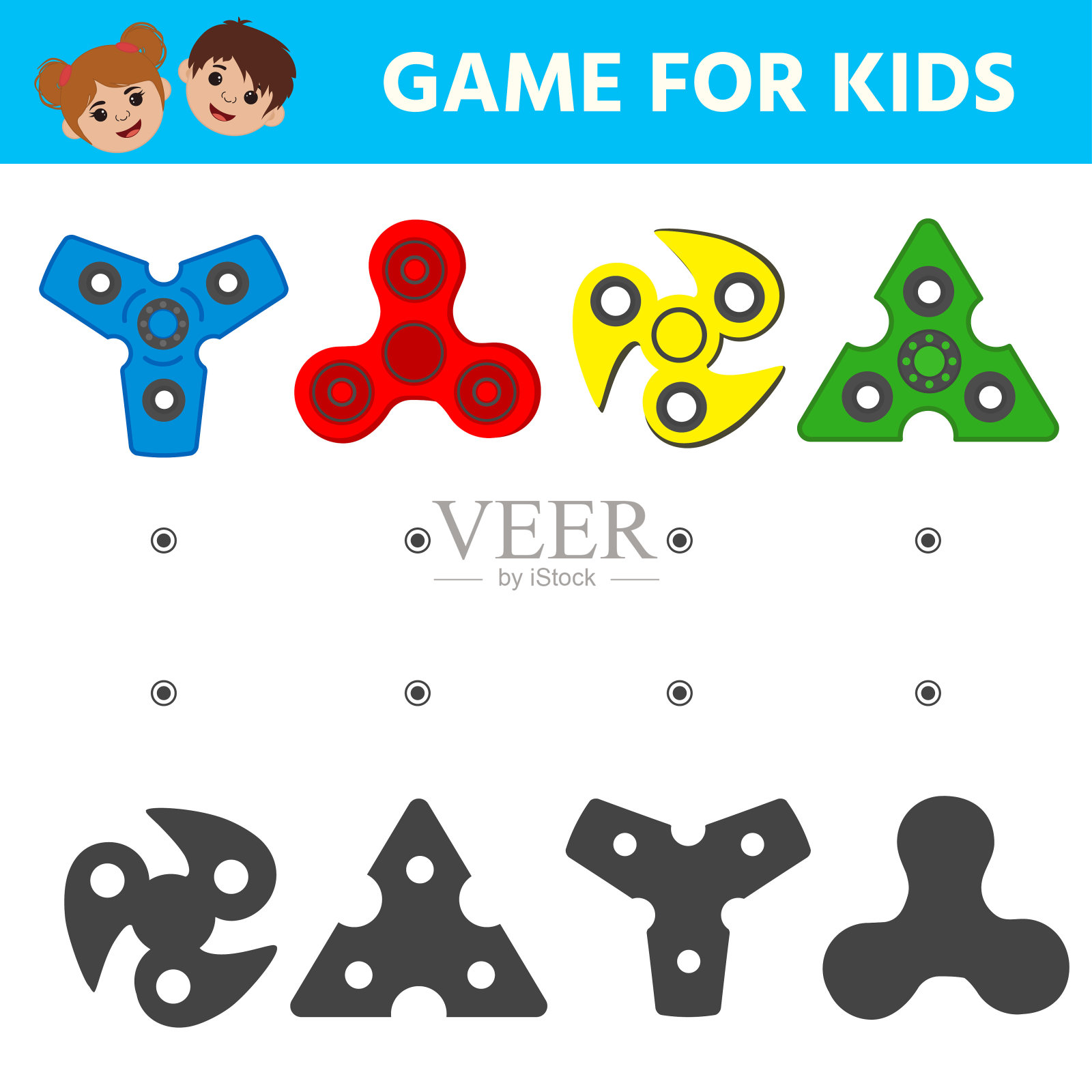 游戏对孩子。把照片和他们的影子配对。微调控制项。插画图片素材