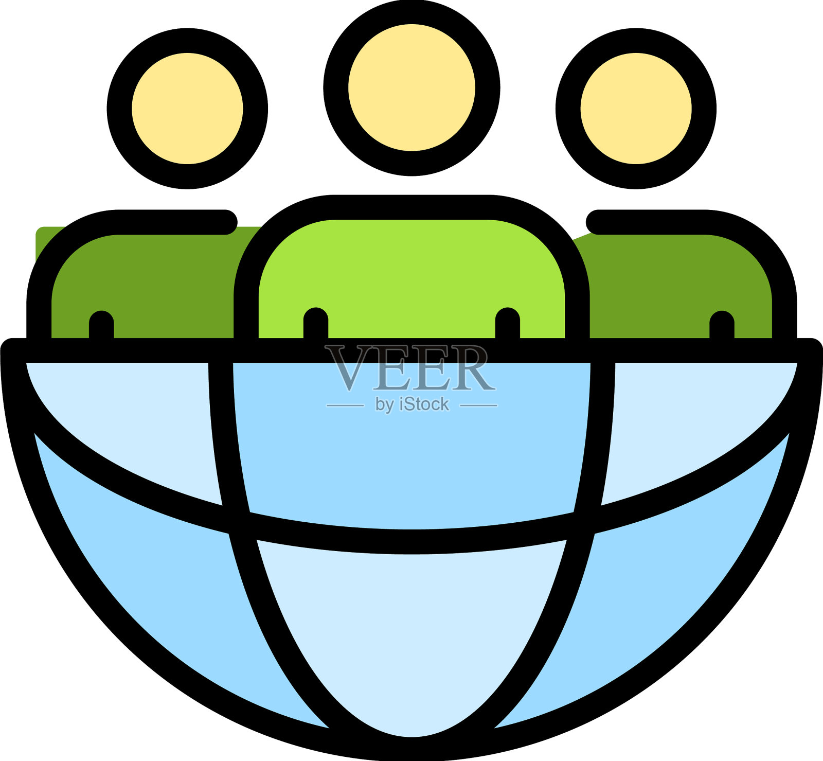 全球实习图标颜色轮廓图标素材