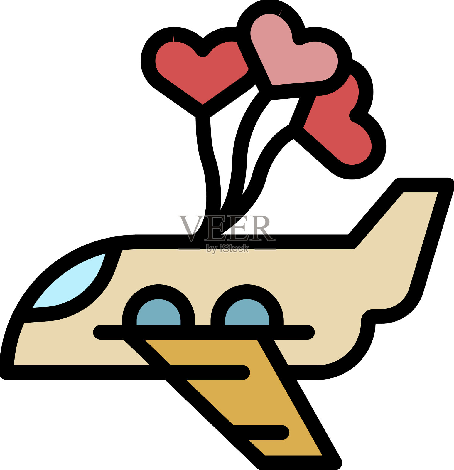 婚礼仪式平面图标颜色轮廓插画图片素材